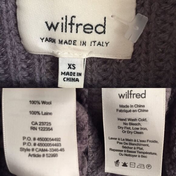 ARITZIA Durandal Wool Cowl Neck Sleeveless Tunic Sweater Slits Grey Purple XS - Picture 3 of 3